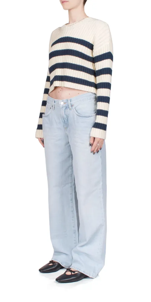 Striped Ribbed Cropped Sweater
