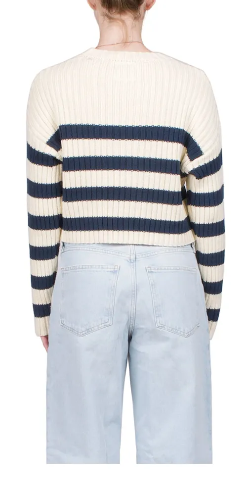 Striped Ribbed Cropped Sweater