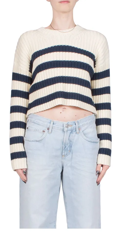 Striped Ribbed Cropped Sweater