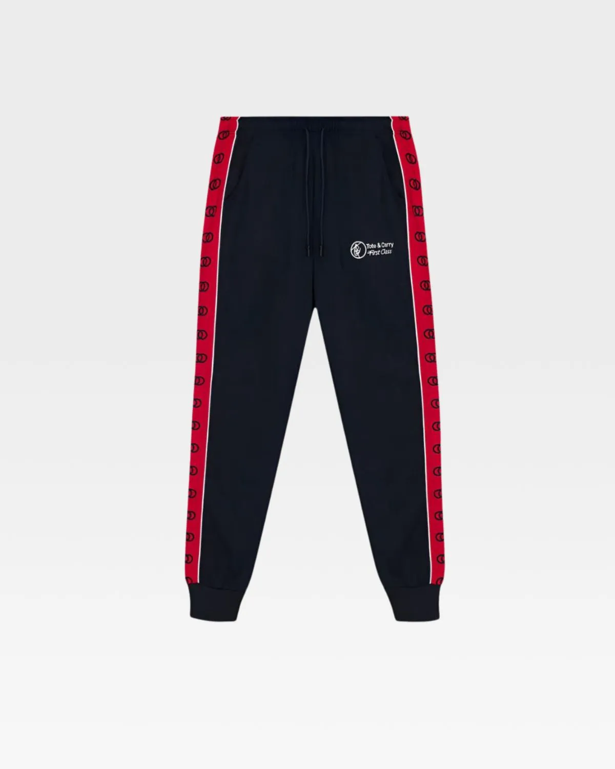 Striped Sleeve Track Suit in Navy & Red