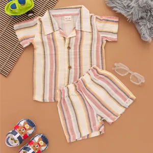 Stylish Stripes: Boys Shirt and Shorts Set