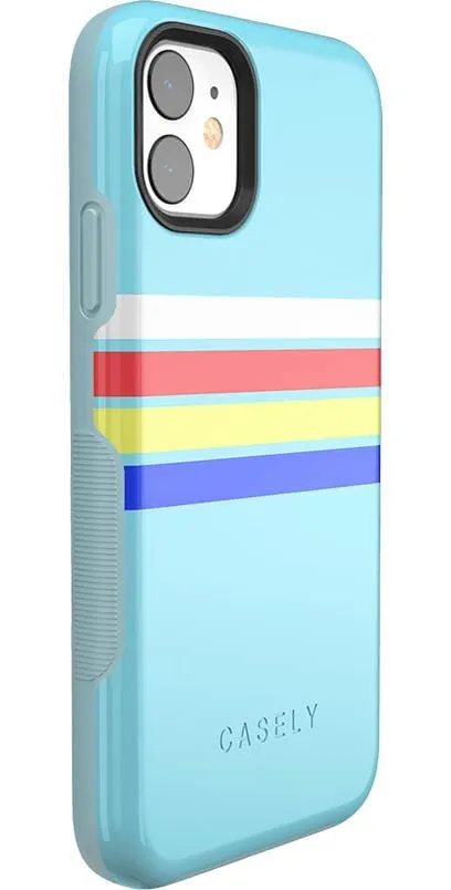 Totally Groovy | Teal Rainbow Stripes Color Block Case