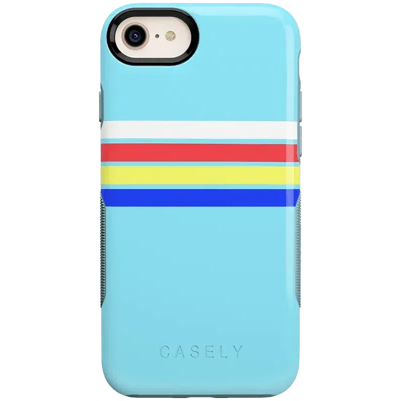 Totally Groovy | Teal Rainbow Stripes Color Block Case