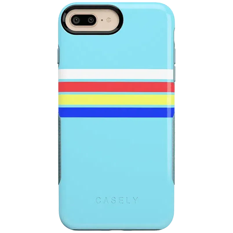 Totally Groovy | Teal Rainbow Stripes Color Block Case