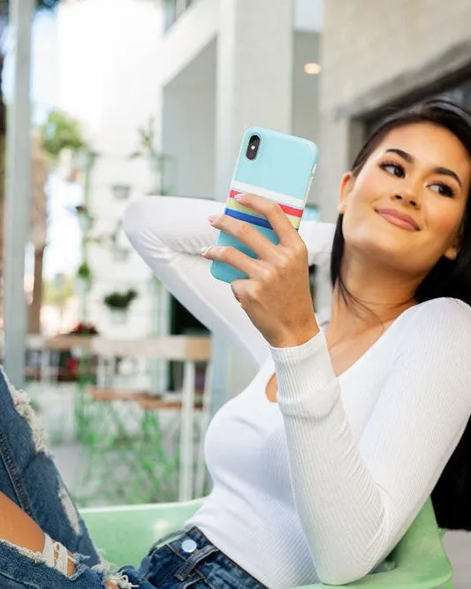 Totally Groovy | Teal Rainbow Stripes Color Block Case