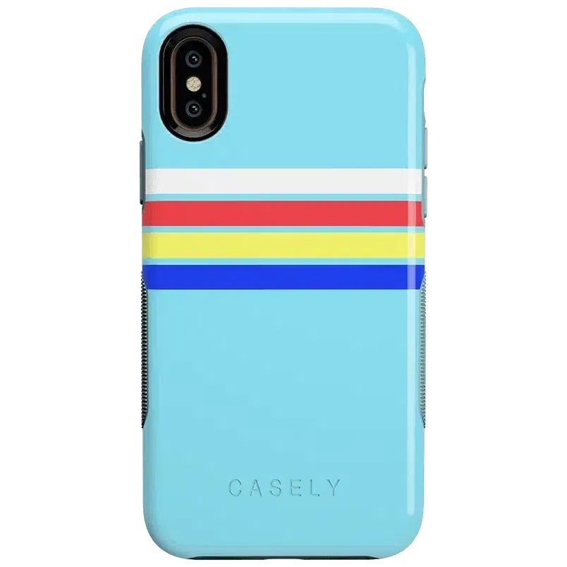 Totally Groovy | Teal Rainbow Stripes Color Block Case