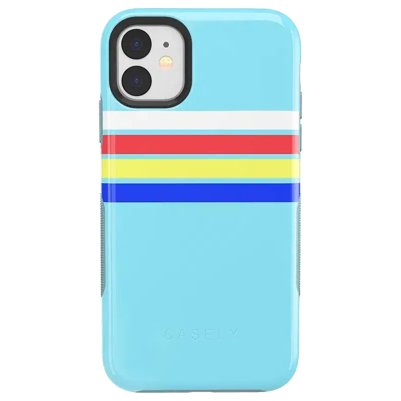 Totally Groovy | Teal Rainbow Stripes Color Block Case