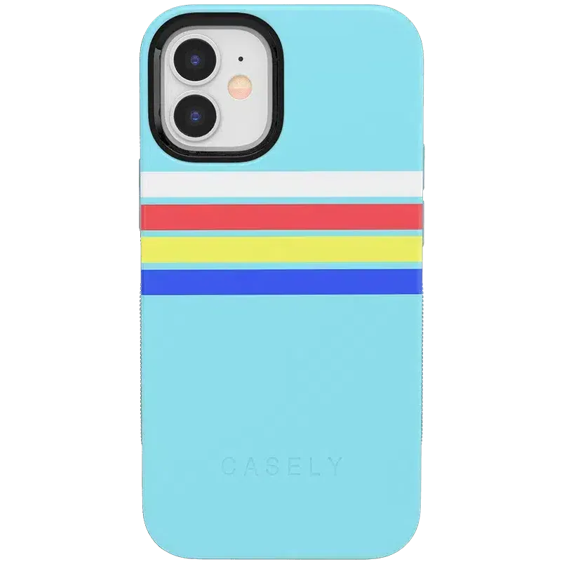 Totally Groovy | Teal Rainbow Stripes Color Block Case
