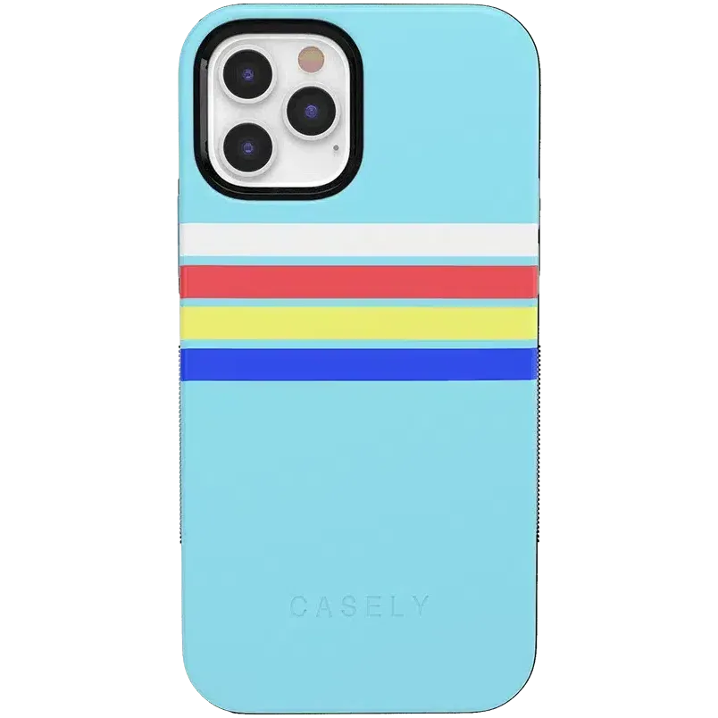 Totally Groovy | Teal Rainbow Stripes Color Block Case