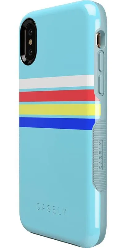 Totally Groovy | Teal Rainbow Stripes Color Block Case