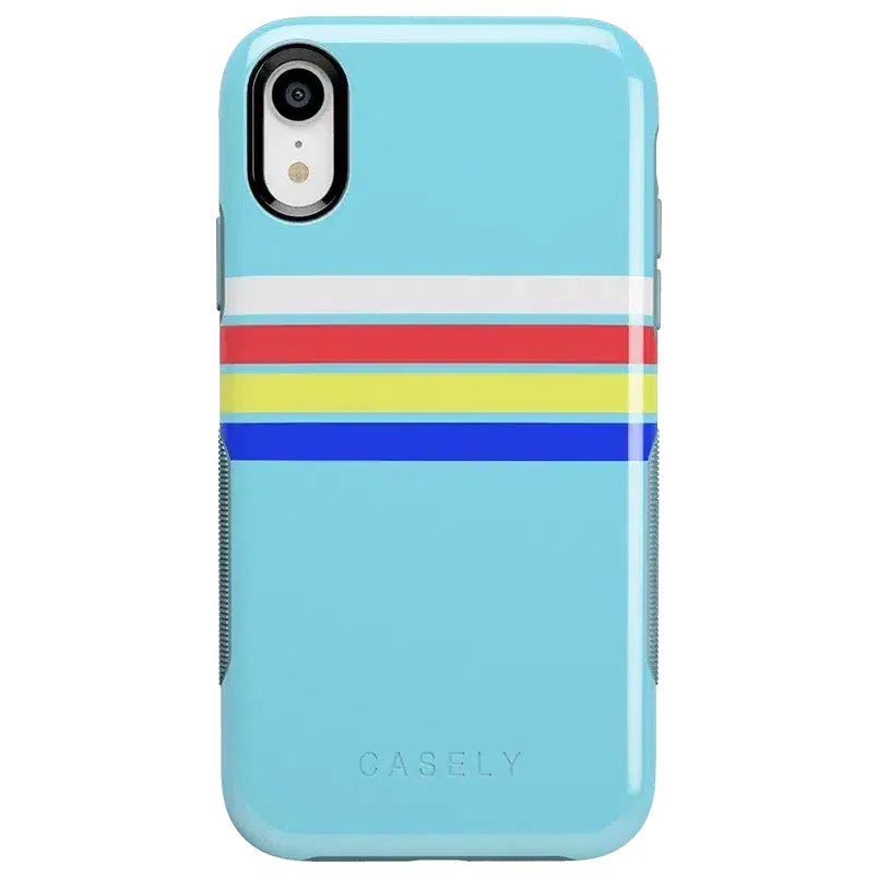 Totally Groovy | Teal Rainbow Stripes Color Block Case