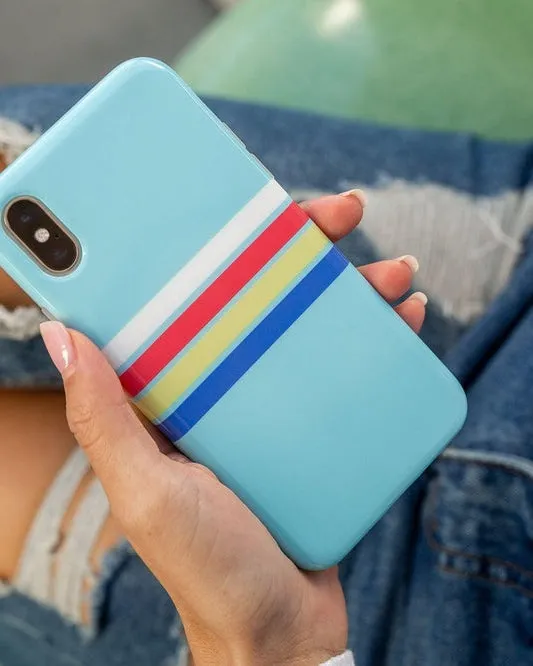 Totally Groovy | Teal Rainbow Stripes Color Block Case