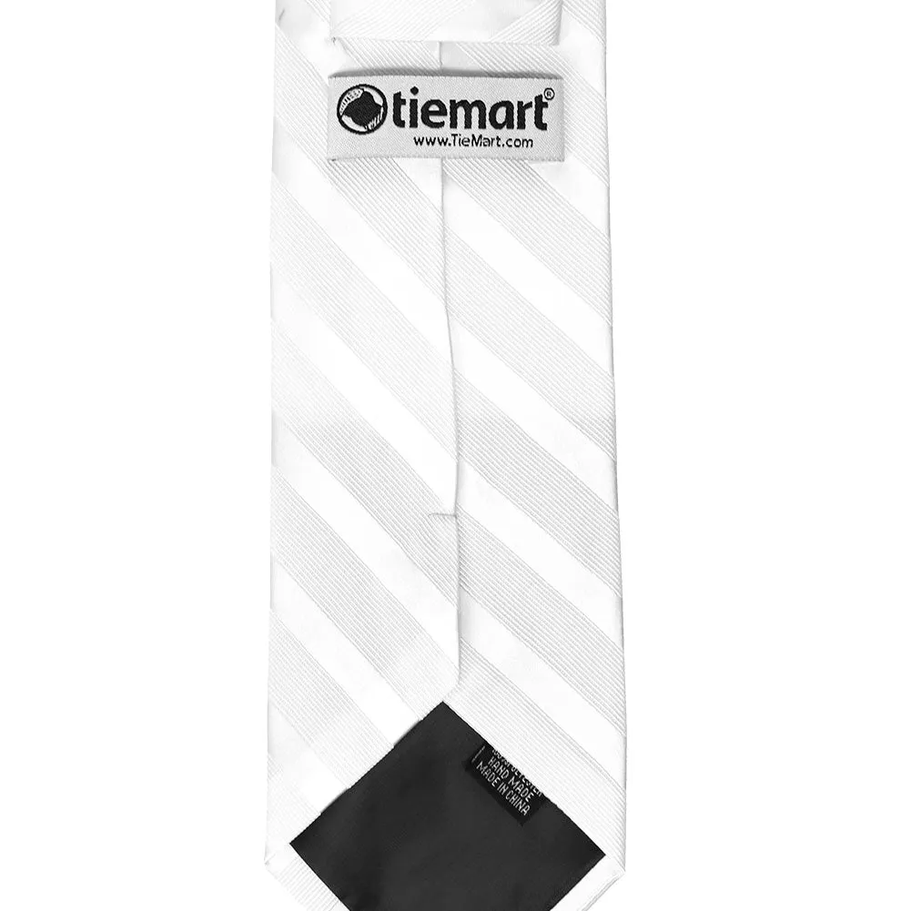 White Elite Striped Necktie