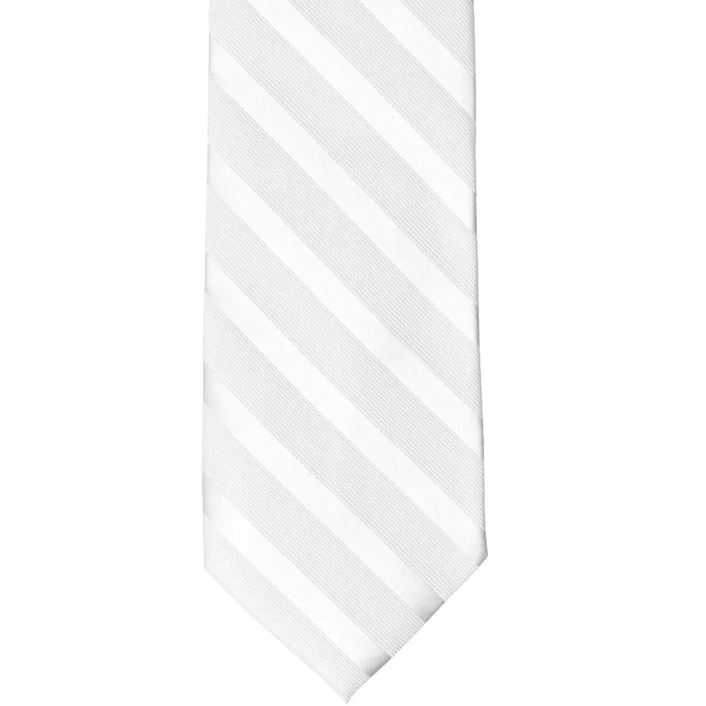 White Elite Striped Necktie