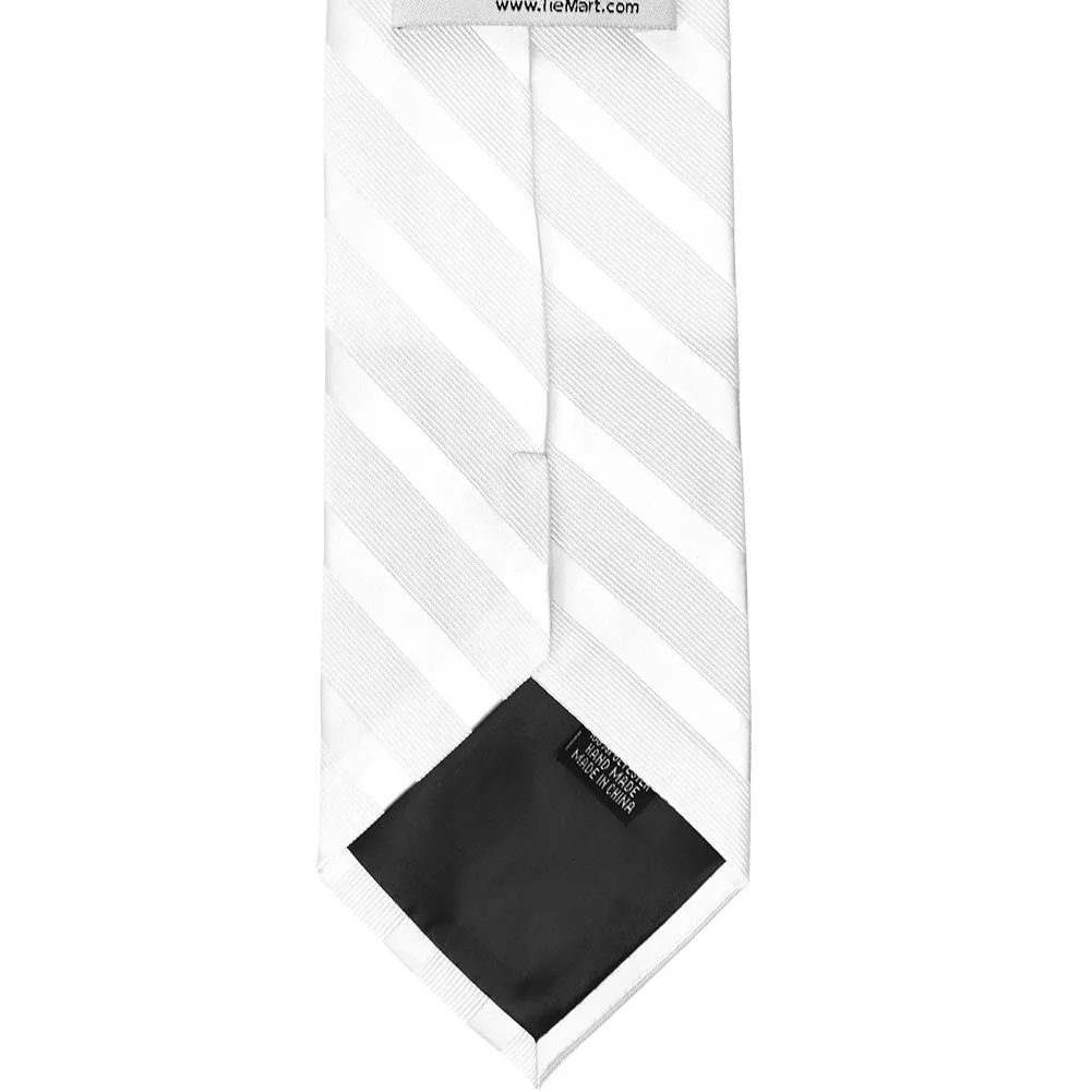 White Elite Striped Necktie